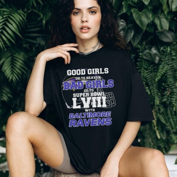 Posh M Other - Good Girls Heaven Bad Girls Super Bowl Ravens T-Shirt Baltimore Fan Tee 51